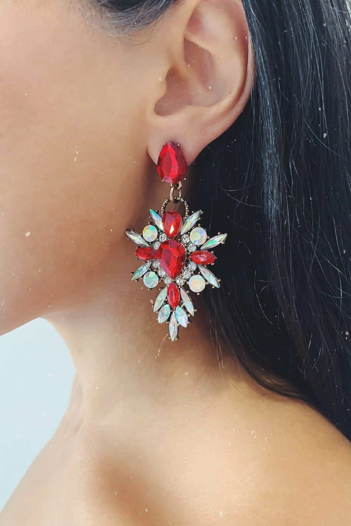 Glazori Jewels Glazori Makayla Red Crystal Statement Earrings 3 Glazori Jewels Glazori Makayla Red Crystal Statement Earrings