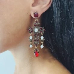 Glazori Jewels Glazori Isidora Copper Drop Earrings With Red Crystals