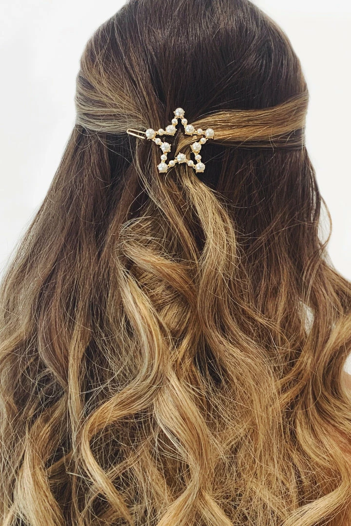 Glazori Jewels Clips Star Gold Pearl Hair Pin 3 Glazori Jewels Clips Star Gold Pearl Hair Pin