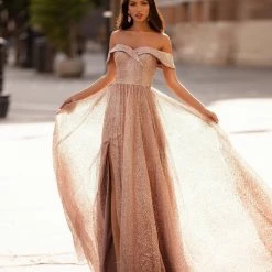 A&N Boutique Candela Glitter Gown - Rose Gold