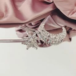 Glazori Jewels Clips Silver Moon Diamante Hair Pin