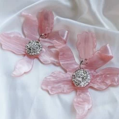 Glazori Jewels Glazori Luna Pink Flower Statement Earrings