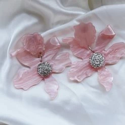 Glazori Jewels Glazori Luna Pink Flower Statement Earrings