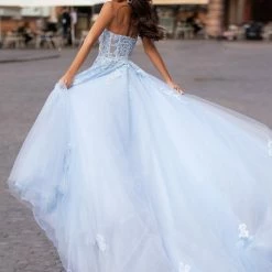 A&N Boutique Estafania Beaded Tulle Gown - Baby Blue Spain Collection