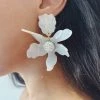 Glazori Jewels Glazori Luna White Flower Statement Earrings