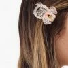 Glazori Jewels Clips Crystal Circle Hair Clip With Light Pink Ribbon Detailing