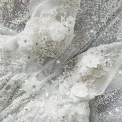 A&N Boutique Made To Order A&N Luxe Kaliah Sequins 3D Floral Gown - White