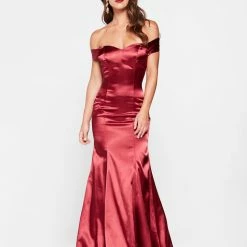 A&N Boutique Made To Order A&N Luxe Fiona Satin Gown - Deep Red