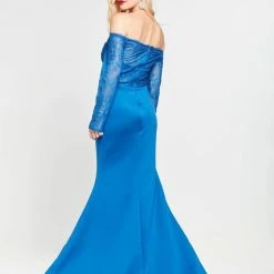 Clearance Sale A&N Luxe Gina Lace Ponti Gown - Blue