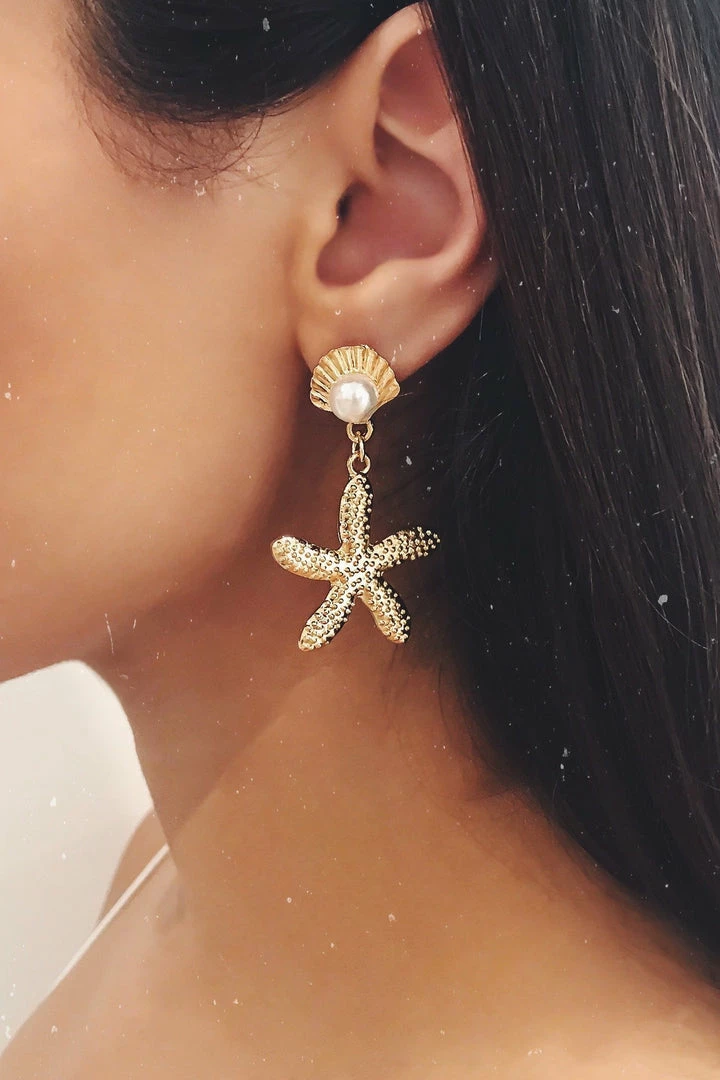 Glazori Jewels Glazori Nadia Gold Textured Starfish Earrings 3 Glazori Jewels Glazori Nadia Gold Textured Starfish Earrings