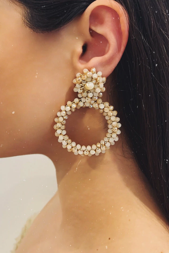 Glazori Jewels Glazori Hailey Beige Crystal Drop Earrings 3 Glazori Jewels Glazori Hailey Beige Crystal Drop Earrings