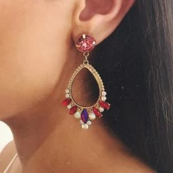 Glazori Jewels Glazori Ivana Gold Multi Crustal Teardrop Earrings