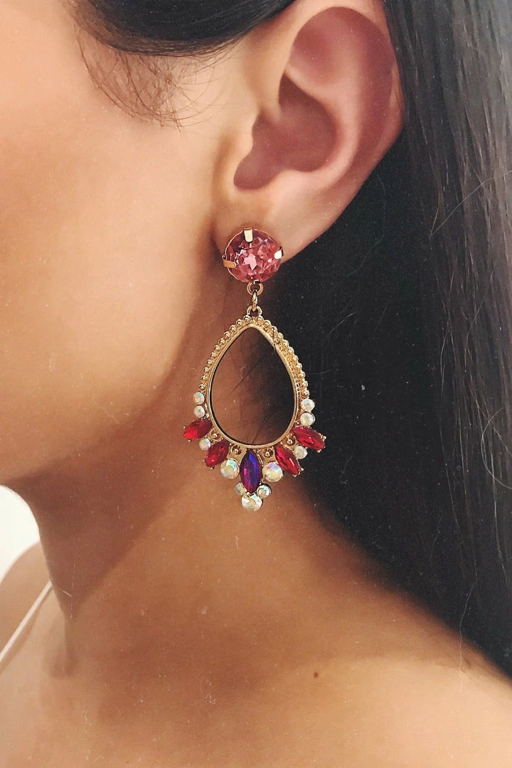 Glazori Jewels Glazori Ivana Gold Multi Crustal Teardrop Earrings 3 Glazori Jewels Glazori Ivana Gold Multi Crustal Teardrop Earrings