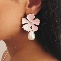 Glazori Jewels Glazori Jade Pink Flower Earrings
