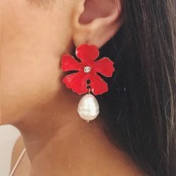 Glazori Jewels Glazori Jade Red Flower Earrings
