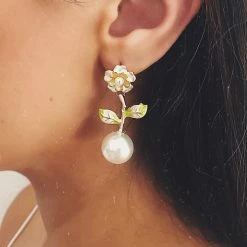 Glazori Jewels Glazori Juana Pearl Flower Drop Earrings