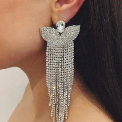 Glazori Jewels Glazori Kelsey Silver Crystal Statement Earrings