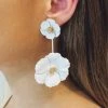 Glazori Jewels Glazori Lea White Flower Drop Earrings