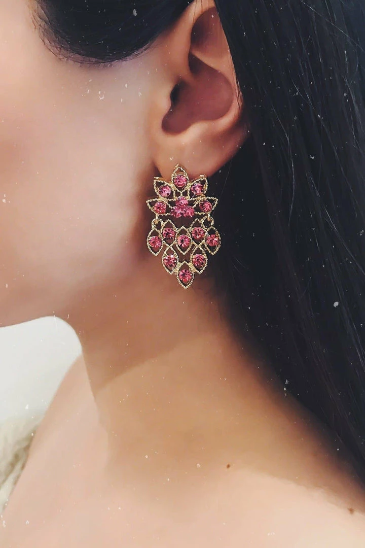 Glazori Jewels Glazori Lilou Pink Crystal Earrings 3 Glazori Jewels Glazori Lilou Pink Crystal Earrings