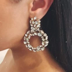 Glazori Jewels Glazori Lola Gold Crystal Circle Drop Earrings