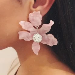 Glazori Jewels Glazori Luna Pink Flower Statement Earrings