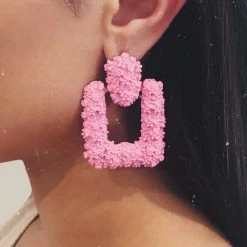 Glazori Jewels Glazori Maurita Pink Textured Statement Earrings