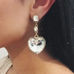 Glazori Jewels Glazori Oddette Gold Heart Crystal Drop Earrings
