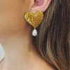 Glazori Jewels Earrings Glazori Ornelia Gold Heart Earring With Pearl