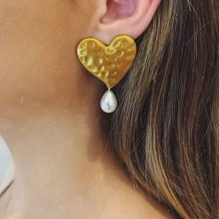 Glazori Jewels Earrings Glazori Ornelia Gold Heart Earring With Pearl