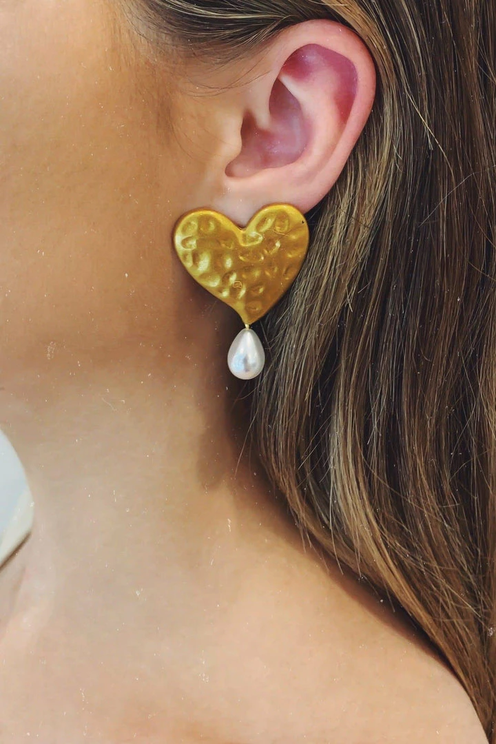 Glazori Jewels Earrings Glazori Ornelia Gold Heart Earring With Pearl 3 Glazori Jewels Earrings Glazori Ornelia Gold Heart Earring With Pearl