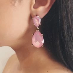 Glazori Jewels Glazori Paisley Pink Stone Drop Earrings