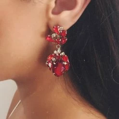 Glazori Jewels Glazori Paola Red Crystal Drop Earrings