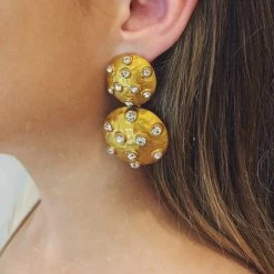 Glazori Jewels Glazori Qiana Gold Circle Crystal Statement Earrings