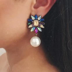 Glazori Jewels Glazori Saskia Multi Crystal Pearl Earrings