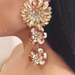 Glazori Jewels Glazori Tyra Gold Flower Statement Earrings