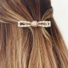 Glazori Jewels Gold Pearl Dimante Bronze Large Hair Clip Clips