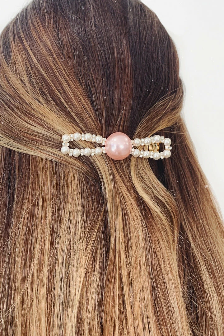 Glazori Jewels Gold Pearl Diamante Pink Large Hair Clip Clips 3 Glazori Jewels Gold Pearl Diamante Pink Large Hair Clip Clips