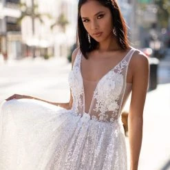 A&N Boutique Made To Order A&N Luxe Kaliah Sequins 3D Floral Gown - White