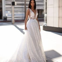 A&N Boutique Made To Order A&N Luxe Kaliah Sequins 3D Floral Gown - White