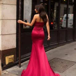 Alamour The Label Ready To Wear Mabelle Satin Gown - Deep Red