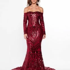 A&N Boutique A&N Luxe Isidora Sequin Gown - Burgundy