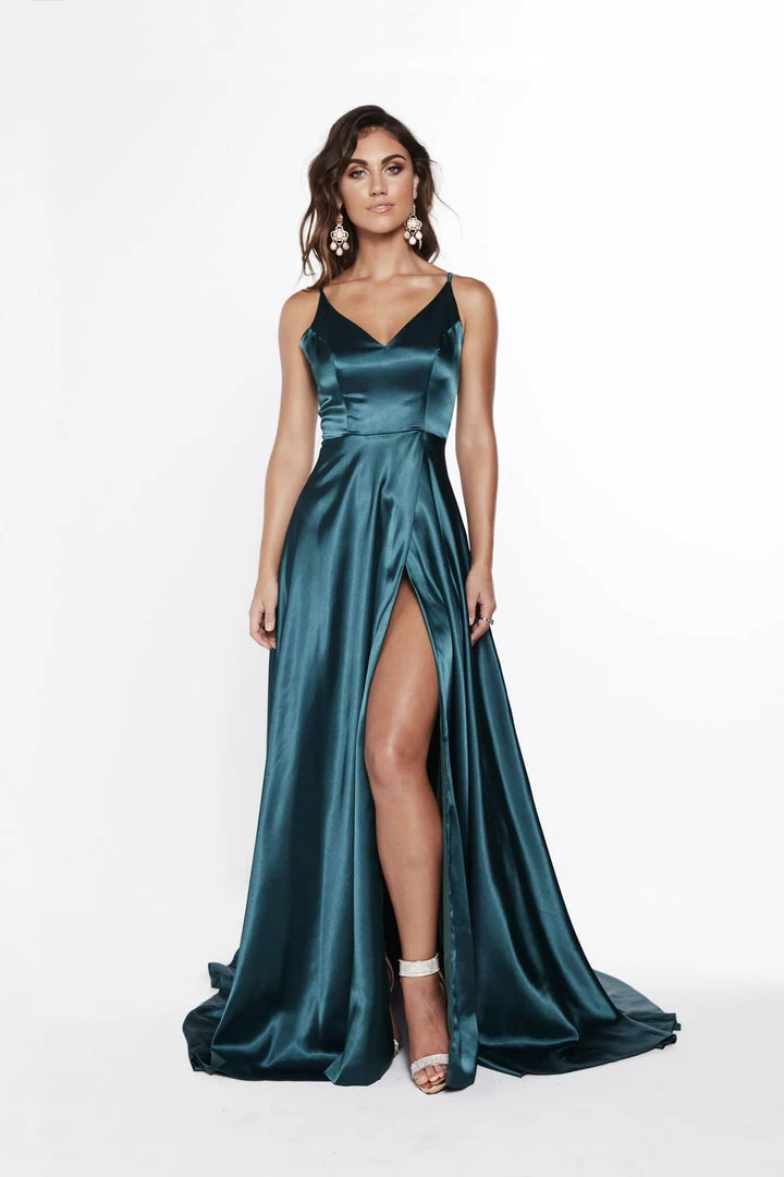 A&N Boutique Made To Order A&N Luxe Lucia Satin Gown - Teal 6 A&N Boutique Made To Order A&N Luxe Lucia Satin Gown - Teal