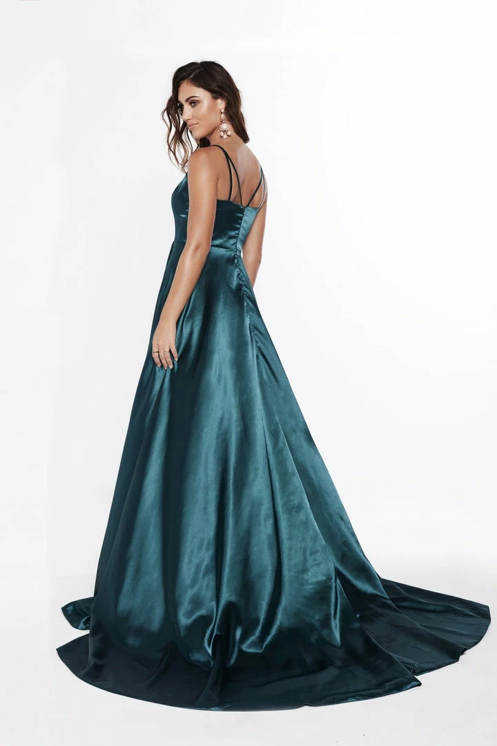 A&N Boutique Made To Order A&N Luxe Lucia Satin Gown - Teal 8 A&N Boutique Made To Order A&N Luxe Lucia Satin Gown - Teal