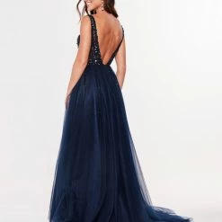 A&N Boutique Made To Order A&N Princessa Tulle High V Gown - Navy