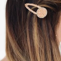 Glazori Jewels Pink Crystal Teardrop Hair Clip With Diamonds 7 Glazori Jewels Pink Crystal Teardrop Hair Clip With Diamonds