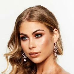 Glazori Jewels Glazori Romina Statement Teardrop Earrings Rose Gold