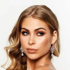 Glazori Jewels Glazori Romina Statement Teardrop Earrings Rose Gold