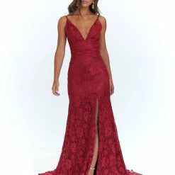 A&N Boutique Made To Order A&N Luxe Ayla Lace Gown - Deep Red