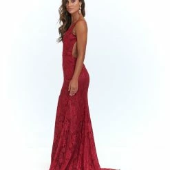 A&N Boutique Made To Order A&N Luxe Ayla Lace Gown - Deep Red