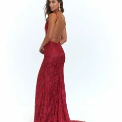 A&N Boutique Made To Order A&N Luxe Ayla Lace Gown - Deep Red
